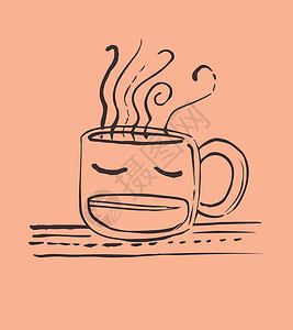 咖啡杯蒸汽插图杯子咖啡绘画背景图片