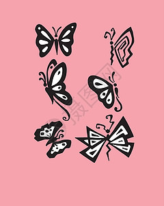 蝴蝶矢量说明动物手绘昆虫插图翅膀背景图片