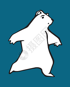 北极熊手绘卡通片矢量动物插图背景图片