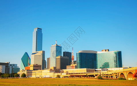 达拉斯市中心概况都市天际摩天大楼城市酒店市中心景观背景