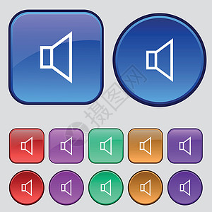 音量 声音图标符号 一组12种用于设计用的老式按钮 矢量界面插图技术金属控制音乐背景图片