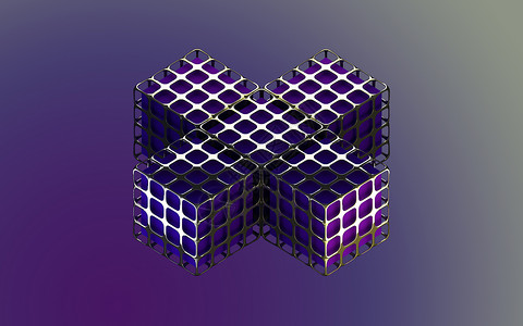背景摘要 金属紫色盒体艺术立方体反射技术盒子墙纸插图背景图片