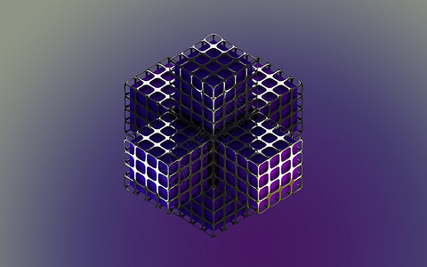 背景摘要 金属紫色盒体墙纸插图立方体盒子技术艺术反射背景图片