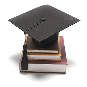 毕业上限和课本流苏图书帽子研究生学校论文学费白色文凭学生成功的高清图片素材