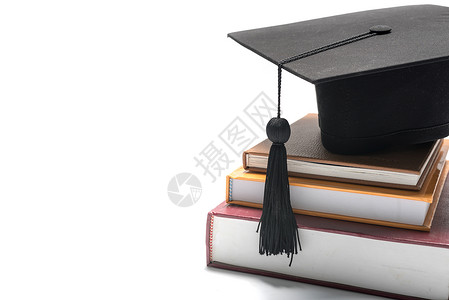 毕业上限和课本学校白色文凭成就学费政策考试研究生黑色流苏图书高清图片素材