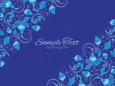 矢量深蓝色土木花朵水平双角框架背景图片