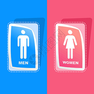 男女厕所男女女性夫妻信号男人厕所房间姑娘身体民众个性插画