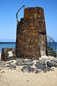 黑岩石兰萨罗特(Lanzarote)背景图片