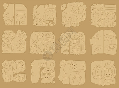 玛雅的矢量壁画集背景图片