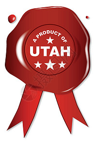 犹他州产品邮票橡皮海豹印模图章丝带红色印章背景图片