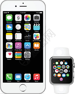 苹果iphone和苹果 wach手机电话屏幕手表插画