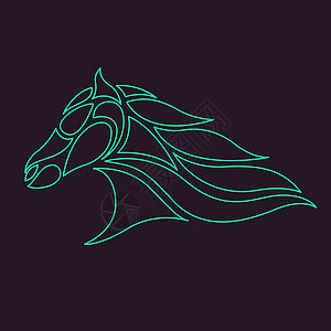 马符号矢量标识动物农场力量运动野马自由速度黑色背景图片