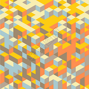 摘要三几何背景 Mosaic 矢量图解墙纸建造插图商业艺术立方体盒子组织推介会矩阵背景图片