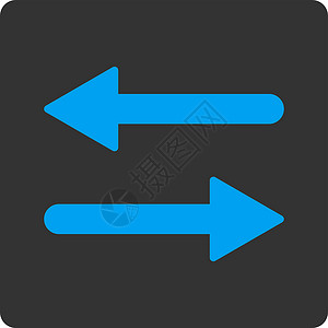 AI箭头字水平平面蓝色和灰色双向圆形按钮XIF箭头镜子同步方法字拖交换变体图标水平地字形插画