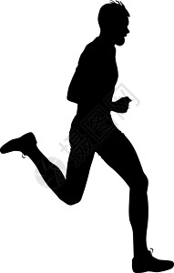 跑步动作剪影短跑运动员的剪影赛跑者 矢量图训练男性身体竞赛竞技冠军插图行动速度优胜者插画