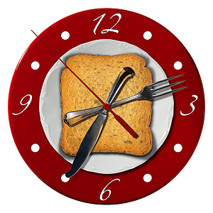 早餐时间概念-时钟背景图片