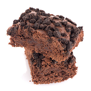 巧克力蛋糕白色核桃棕色面包正方形可可傻事营养烹饪美食背景图片