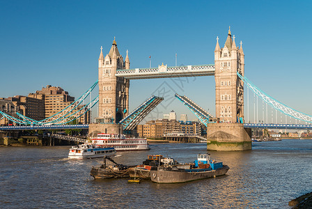 伦敦塔桥 拉桥开通背景图片