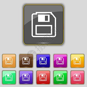 彩色刷新按钮软盘软盘图标符号 设置为网站的11个彩色按钮 矢量设计图片