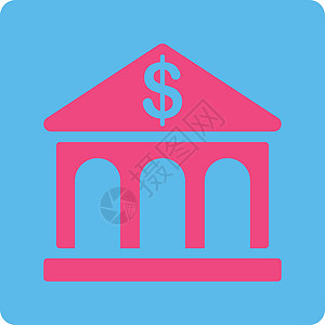 银行图标办公室按钮金融房子正方形银行业商业蓝色中心字形背景图片