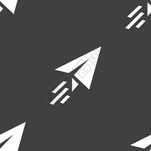 灰色纸飞机纸飞机图标标志 灰色背景上的无缝模式 韦克托乐趣插图航班航空运输手工业折纸天空游戏旅行插画