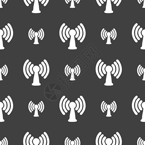 无线局域网Wifi 互联网图标符号 在灰色背景上的无缝模式 矢量上网界面播送世界电脑广播技术路由器网络海浪插画