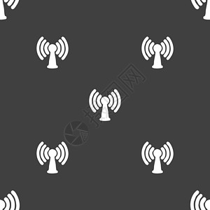 无线符号Wifi 互联网图标符号 在灰色背景上的无缝模式 矢量收音机中心天线网站按钮插图信号车站网络世界插画