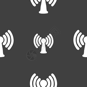 无线局域网Wifi 互联网图标符号 在灰色背景上的无缝模式 矢量热点电子局域网按钮电话上网电脑技术收音机网站插画