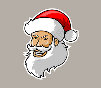 圣诞老人头胡须人脸男人快乐微笑插图绘画喜悦背景图片