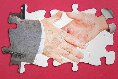 两人握手的复合形象 他们将握手解决方案劳动力行政人员伙伴计算机同事商务绘图生意人团队背景图片