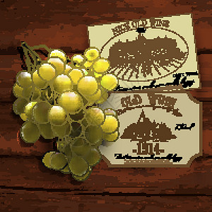 葡萄城堡和葡萄酿酒红色装饰城堡卡片风格小木屋标签插图插画