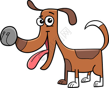 有趣的狗狗漫画插图犬类宠物快乐小狗鼻子尾巴绘画卡通片背景图片