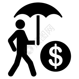 金融保险图标安全商务客户男人货币硬币资金人士财富阳伞背景图片