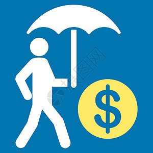 商业双彩赛集的金融保险图标阳伞硬币男人现金投资货币经济资金安全商务背景图片