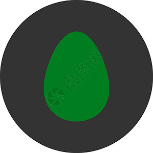 鸡蛋平面绿色和灰色圆环按钮形式数字图标食物早餐细胞字形背景图片