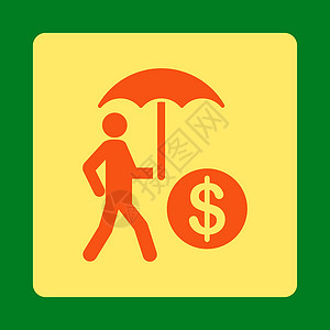 金融保险图标经济字形男人安全按钮资金现金绿色银行正方形背景图片