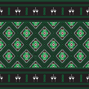 泰 泰国情况泰国模式刺绣绿色黑色织物打印白色艺术装饰品边界天鹅背景图片