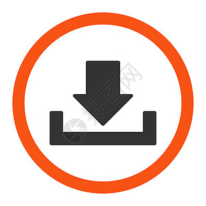 下载平平橙色和灰色以光栅圆形图标储蓄收件箱贮存保管箱磁盘店铺箭头字形背景图片