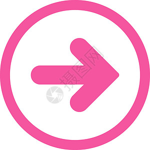 粉色直向箭头右平平面粉色四向矢量图标插画