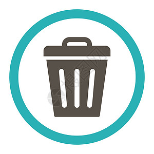 垃圾可折叠灰色和青色 以光栅整圆图标垃圾箱字形垃圾桶环境回收篮子回收站生态倾倒背景图片