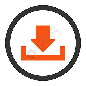 下载平平橙色和灰色以光栅圆形图标箭头保管箱收件箱储蓄贮存磁盘店铺字形背景图片