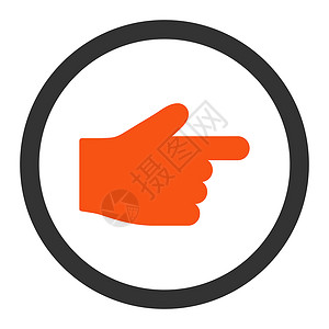 食指平面橙色和灰色圆形光栅图标棕榈光标手指手势导航作品字形拇指指针背景图片