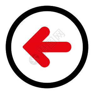 向箭头左倾斜的红色和黑色 以圆弧形图标为圆形字形水平历史指针运动导航光标背景图片