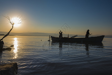 家庭渔业渔夫活力太阳背景阳光渔船火鸡渔家背景图片