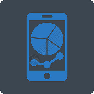 移动图图标饼形数据生长手机销售量监控技术屏幕电话蓝色背景图片
