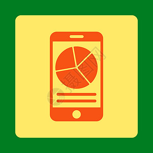 移动报告图标橙色字形统计财务报告绿色饼形图表商业电话金融背景图片