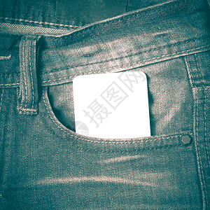 吉安口袋旧时风格的名片卡片标签材料裤子织物纺织品帆布棉布衣服牛仔布背景图片