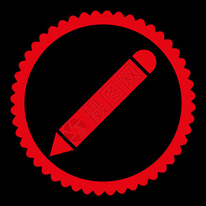 Penciil 平面红彩圆邮票图标签名黑色记事本红色编辑背景铅笔海豹证书橡皮背景图片