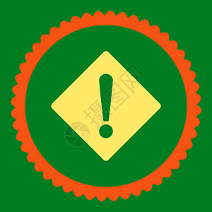 平平橙色和黄色圆形邮票图标出错事故海豹警报危险警告绿色菱形失败冒险惊呼背景图片