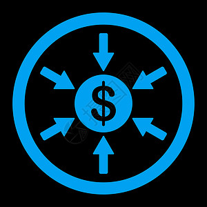 黑色向右箭头收入图标投资银行链接电子商务圆圈利润字形现金背景硬币背景